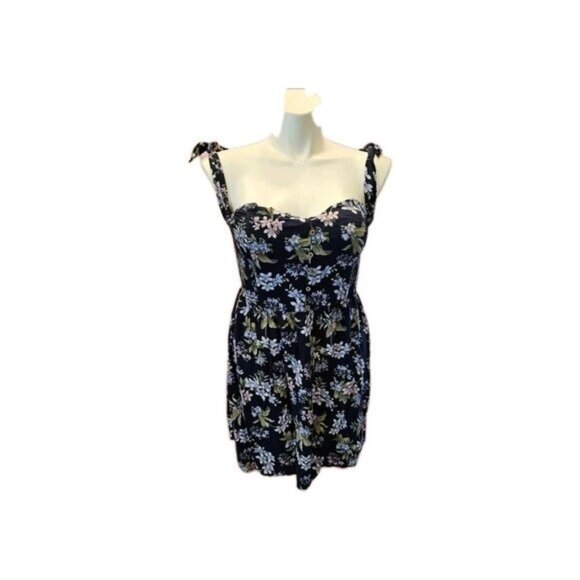 American Eagle Womens L Floral Smocked Tie Shoulder Mini Sundress Cottagecore - Picture 1 of 6